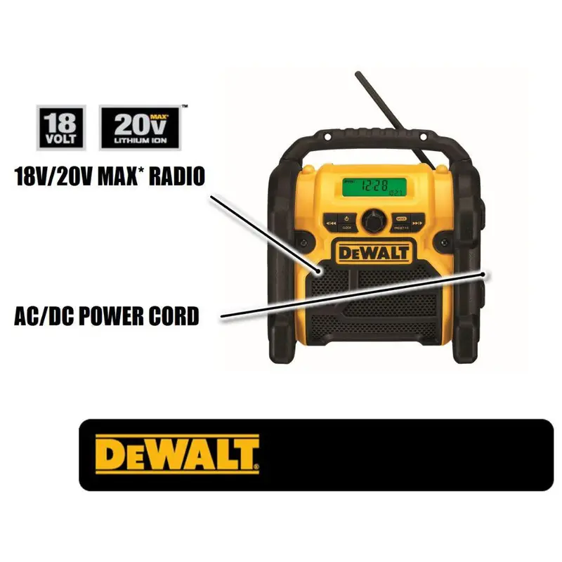 2025 20-Volt MAX Compact Worksites Radio – Hybrid Power: AC or Battery Operation