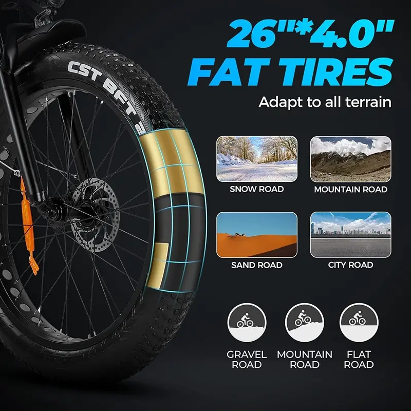750W Electric Mountain Bike — 48V/15Ah Removable Battery, Dual Hydraulic Disc Brakes, Shimano 7-Speed Drivetrain, Matte Black Finish