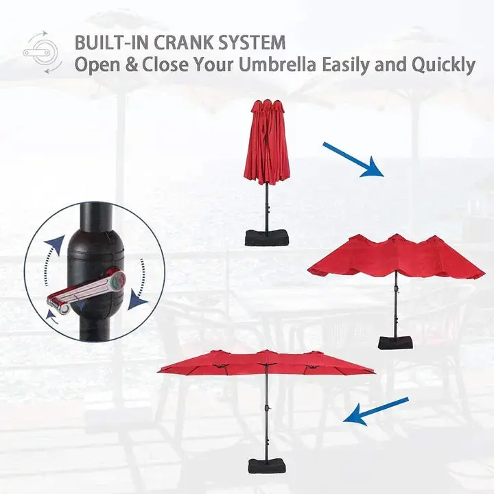 8-Piece Outdoor Dining Set – Umbrella Included with Six Sling Swivel Chairs