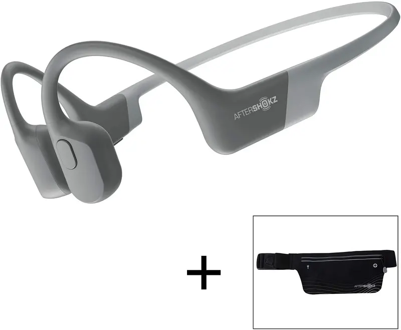 Aftershokz Aeropex Open-Ear Bone Conduction Headphones – Cosmic Black, Lightweight Sport Design with Adjustable Band