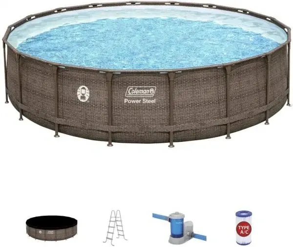 Coleman Power Steel 18-Foot by 48-Inch Above-Ground Pool Kit – Quick-Assembly Backyard Swimming Solution