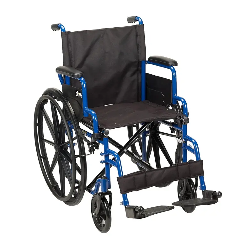 Drive Medical Blue Streak Portable Folding Wheelchair – Lightweight Transport Chair with Swing-Away Footrests 2