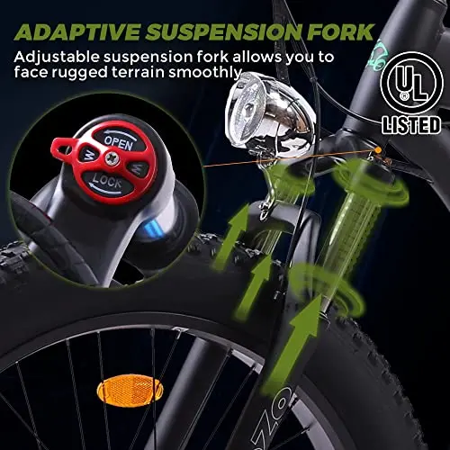 Fat-Tire E-Bike – 750W Aluminum-Framed Electric Bicycle with Front Suspension and 48V Battery