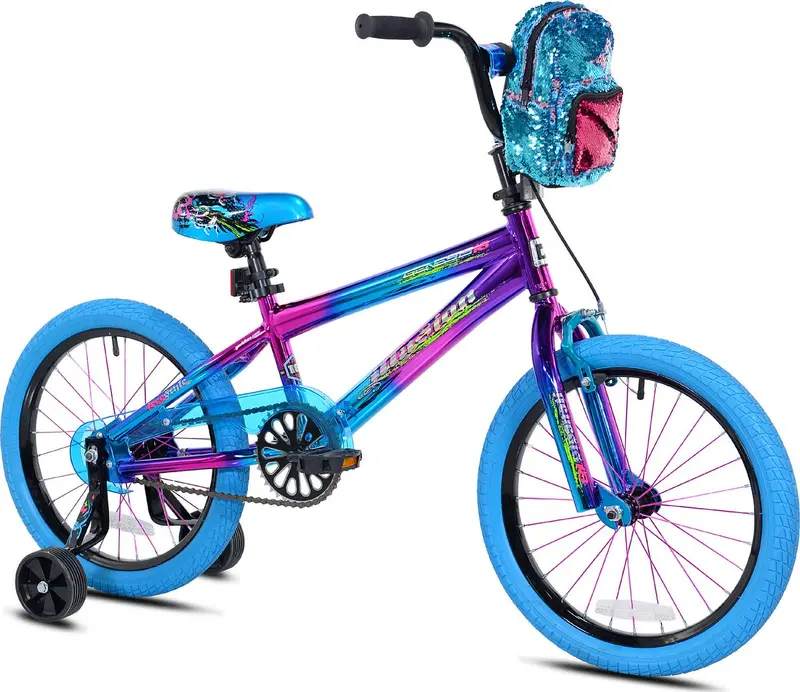 Genesis Illusion Youth Bike – 18-Inch Girls' Model in Blue and Purple with Smooth Shifting Gears and Responsive Stopping Power