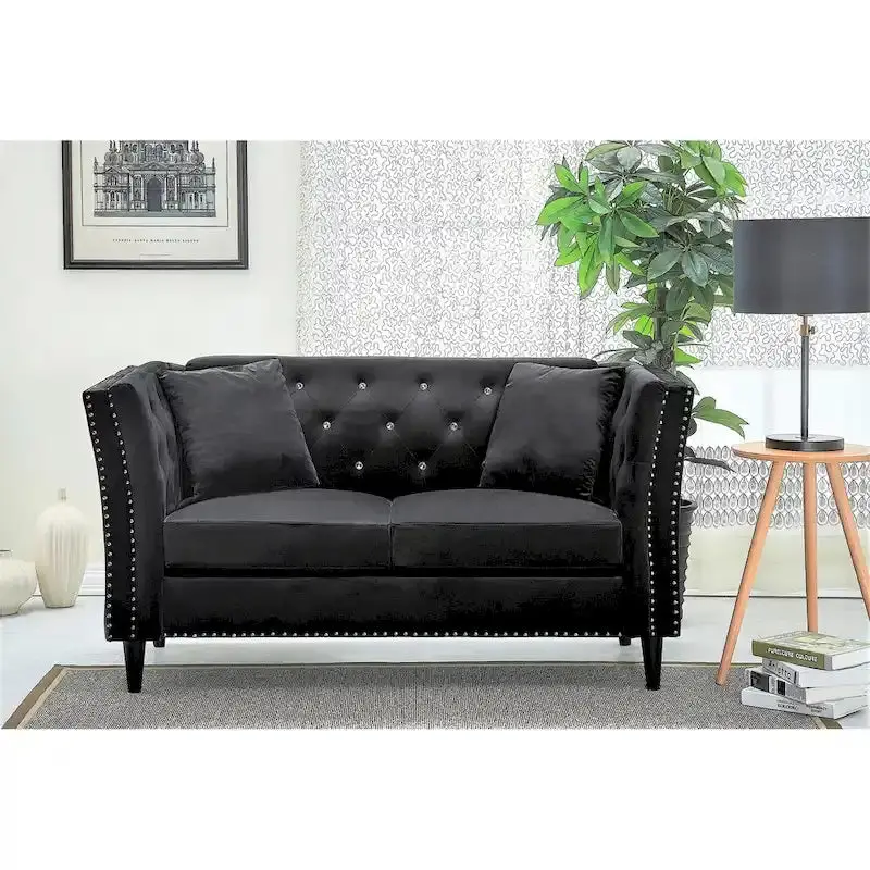 Gracewood Sukikim Velvet Loveseat – Compact Two-Seat Sofa with Textured Modern Upholstery