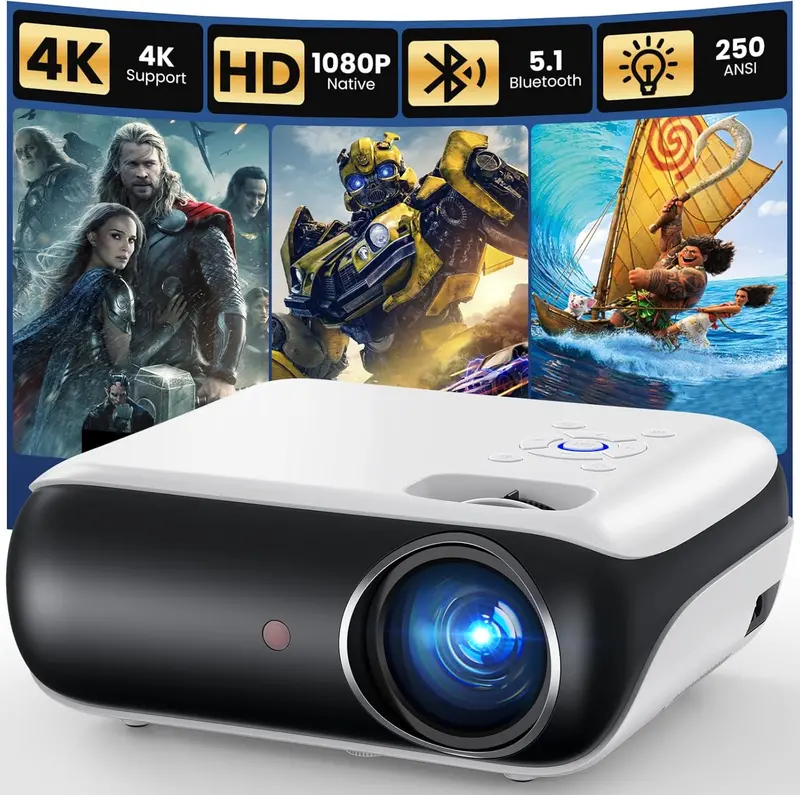 HAPPRUN 1080P Portable Mini Projector — Lightweight Full HD Display with Bluetooth Audio Output 2