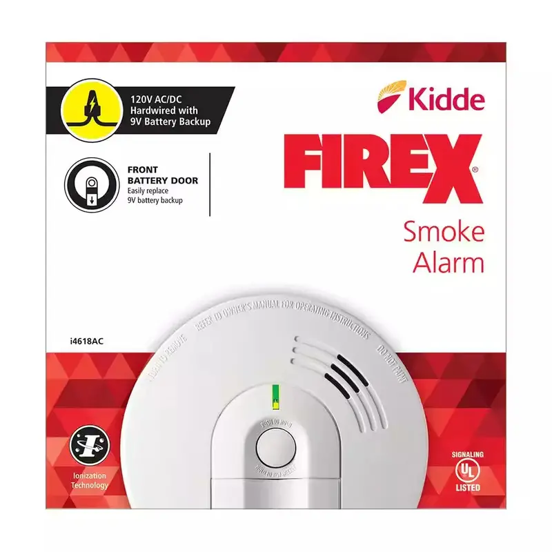 Kidde Firex i4618 Hardwired Smoke Alarms – 4-Pack Ionization Detectors with Backup Battery and Interconnect Support