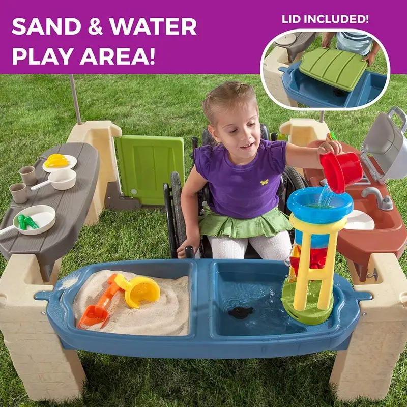 Kids’ Canopy Patio Playset – Dual-Use Indoor/Outdoor Kitchen-Themed Activity Center