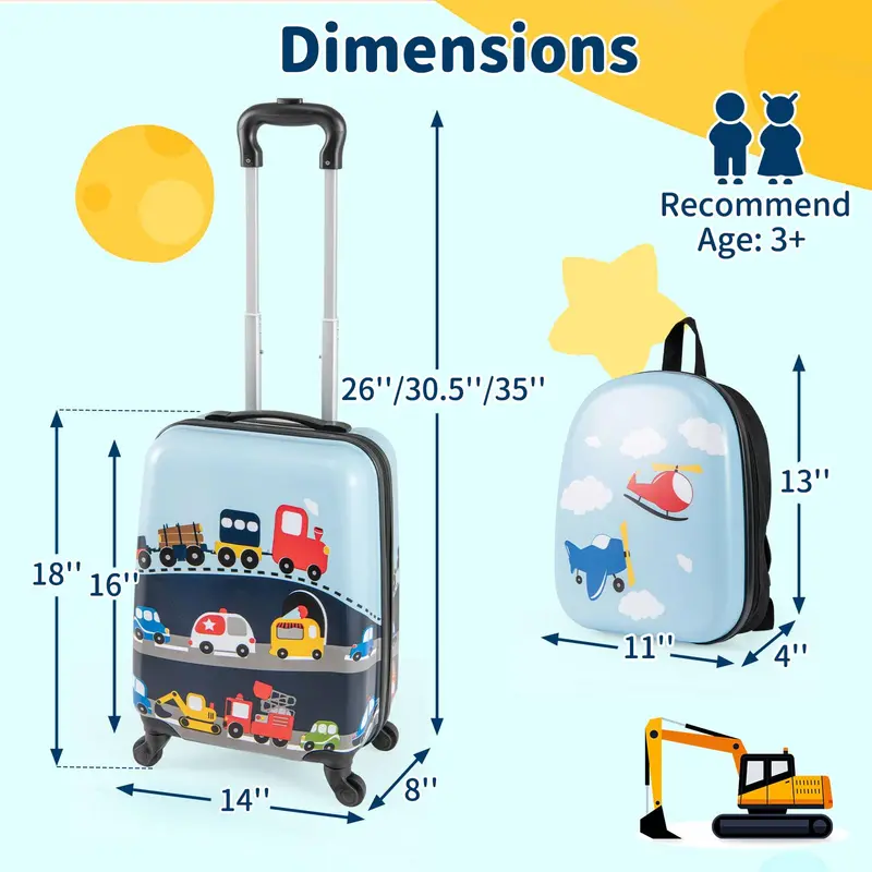 Kids’ Two-Piece Luggage Set – Child-Sized Spinner Suitcases with Smooth-Rolling Wheels (Dark Blue)