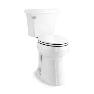 KOHLER Highline Arc Tall-Height Elongated Toilet – Water-Saving 1.28 GPF Design, White Ceramic Construction with Matching Seat (78305-0)