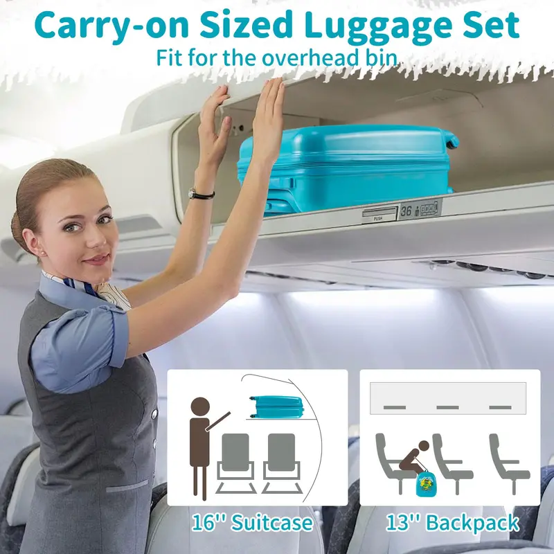 Lightweight Blue Rolling Luggage Set for Children with 360° Smooth-Spinning Wheels