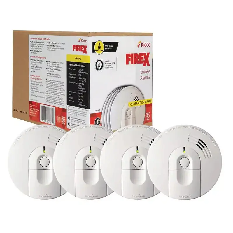 Pack Hardwired Smoke Detector – Ionization Sensor with 120V AC Power and 9V Battery Backup