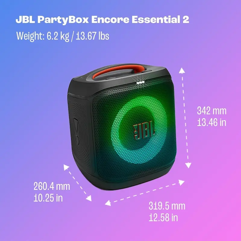 PartyBox Encore Essential 2 Bluetooth Speaker – Portable 15-Hour Battery Speaker with IPX4 Rating