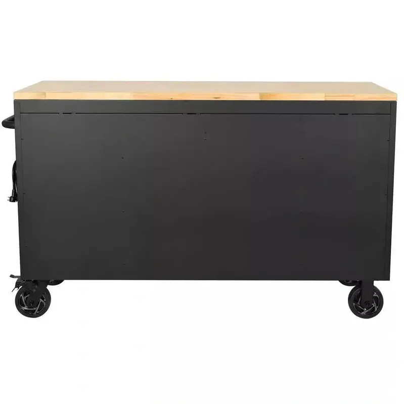 Premium 61" Workshop Workbench – Heavy-Duty 15-Drawer Mobile Unit with Solid Wood Worktop