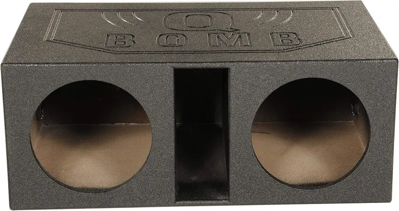 QPower QBOMB12VL Dual 12" Vented Subwoofer Enclosure — Reinforced MDF Cabinet with Rhino Liner Finish