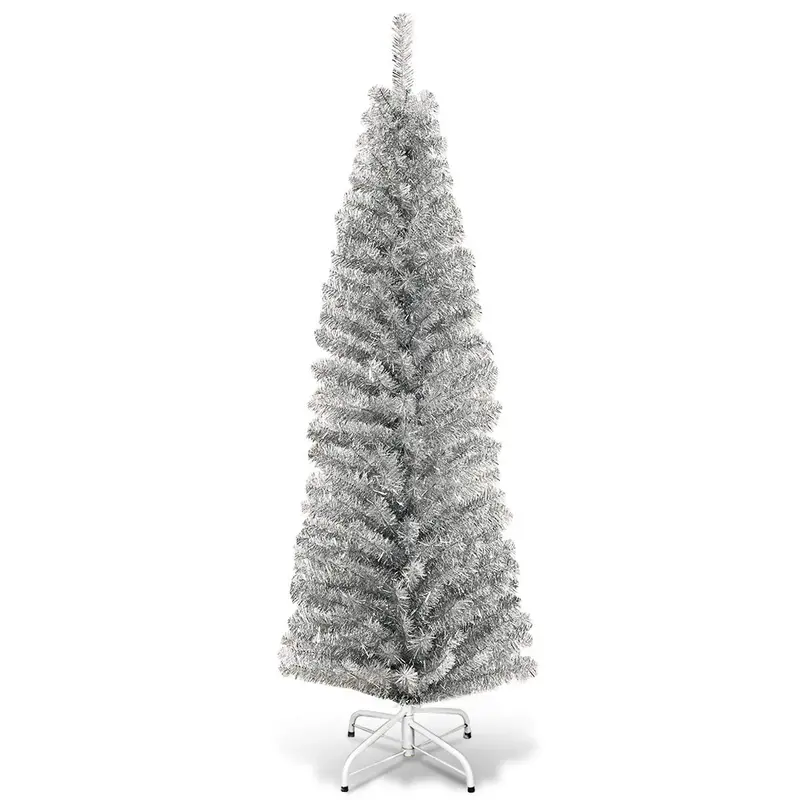 Slim 6-Foot Blue Pencil Christmas Tree – Compact Artificial Design for Small Spaces