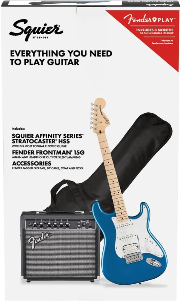 Squier by Fender Affinity Series HSS Stratocaster Bundle – Complete Entry-Level Guitar Kit