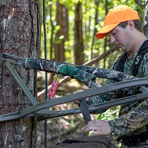 Summit Viper SD Climbing Treestand – Lightweight Aluminum Frame, Padded Seat, 300 lb Weight Limit + Safety Harness
