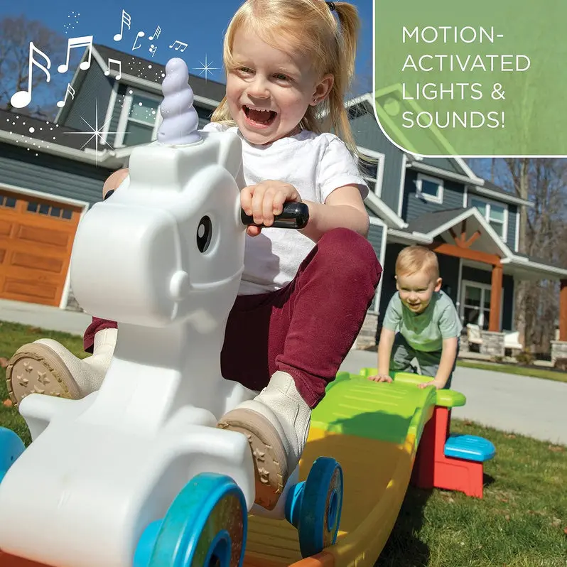 Unicorn-Themed Ride-On Roller Coaster – Fun-Powered Toddler Toy for Ages 2–5 (50 LB Limit)