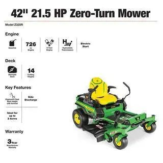 Z320R Zero-Turn Riding Lawn Mower – 21.5 HP V-Twin Engine with Accel Deep Deck Technology
